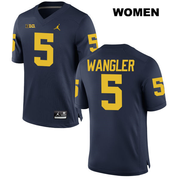 Women's NCAA Michigan Wolverines Jared Wangler #5 Navy Jordan Brand Authentic Stitched Football College Jersey RW25F03JM